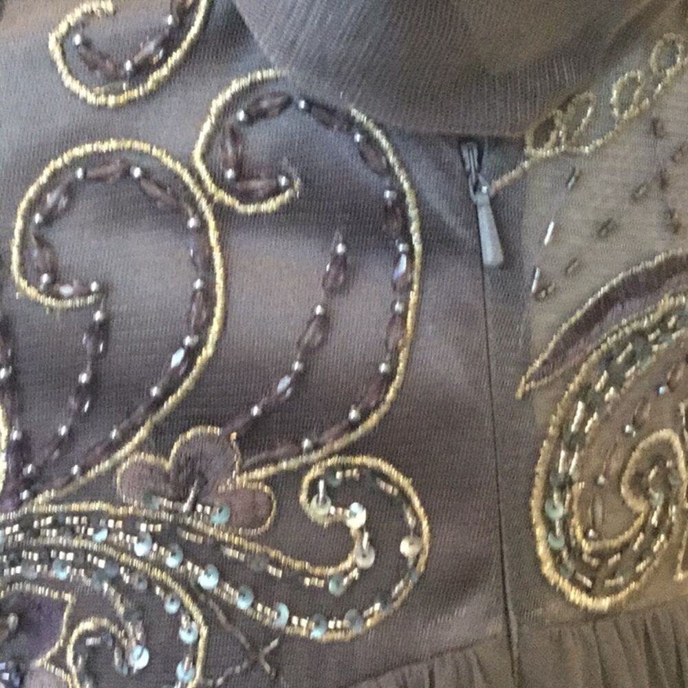 Sue Wong embroidered Elbow Mesh Sleeve Dress - Picture 5 of 9